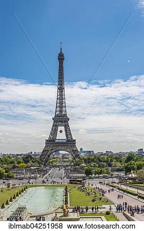 Stock Photo - Eiffel Tower, Tour Eiffel, Trocadero, the Trocadero gardens, Paris, Ile-de-France, France, Europe. Fotosearch