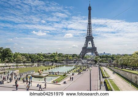 Stock Photo - Eiffel Tower, Tour Eiffel, Trocadero, the Trocadero gardens, Paris, Ile-de-France, France, Europe. Fotosearch