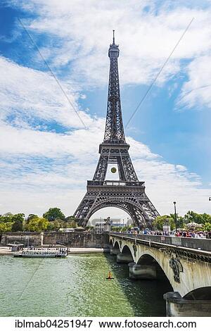 Eiffel Tower, Tour Eiffel with Pont d'Lena and Seine, Paris, Ile-de-France, France, Europe View Large Photo Image Stock Photo - Eiffel Tower, Tour Eiffel with Pont d'Lena and Seine, Paris, Ile-de-France, France, Europe. Fotosearch