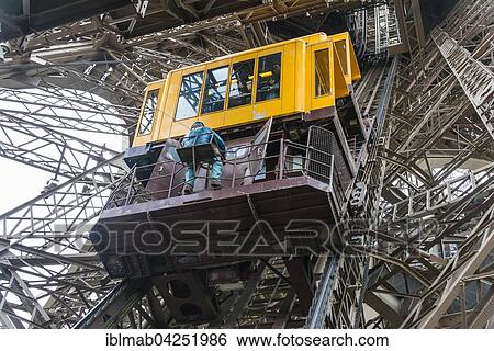 Elevator in the Eiffel Tower, Paris, Ile de France, France, Europe View Large Photo Image Stock Photograph - Elevator in the Eiffel Tower, Paris, Ile de France, France, Europe. Fotosearch