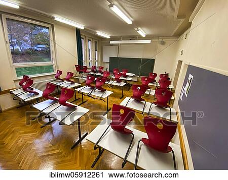 Empty classroom, seated, single tables without distance rule, Corona crisis, Germany, Europe View Large Photo Image Stock Image - Empty classroom, seated, single tables without distance rule, Corona crisis, Germany, Europe. Fotosearch