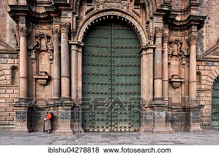 Stock Photo - Entrance to the Cathedral, Plaza de Armas, Cusco Province, Cusco Province, Peru, South America. Fotosearch