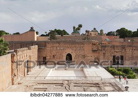 Stock Photography - Entrance to the summer residence, El Badi Palace, Marrakech, Morocco, Africa. Fotosearch