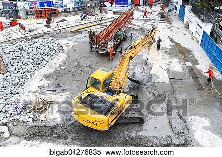 Excavation work in Pudong financial district, Shanghai, China, Asia View Large Photo Image Stock Photography - Excavation work in Pudong financial district, Shanghai, China, Asia. Fotosearch