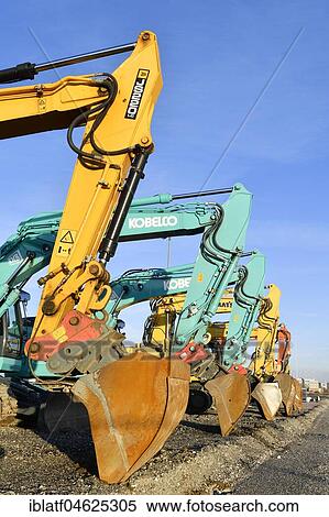 Excavators, construction machinery, Munich Airport, Upper Bavaria, Germany, Europe View Large Photo Image Stock Photography - Excavators, construction machinery, Munich Airport, Upper Bavaria, Germany, Europe. Fotosearch