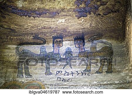 Fabulous creatures from the sea, fresco inside the rock church Debre Maryam Qorqor, Gheralta, Tigray, Ethiopia, Africa View Large Photo Image Stock Photo - Fabulous creatures from the sea, fresco inside the rock church Debre Maryam Qorqor, Gheralta, Tigray, Ethiopia, Africa. Fotosearch