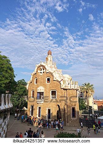 Stock Photo - Fairytale House, Park Guell, Barcelona, Catalonia, Spain, Europe. Fotosearch