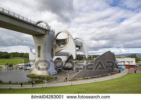 Stock Image - Falkirk Wheel, rotating boat lift, Falkirk, Scotland, United Kingdom, Europe. Fotosearch