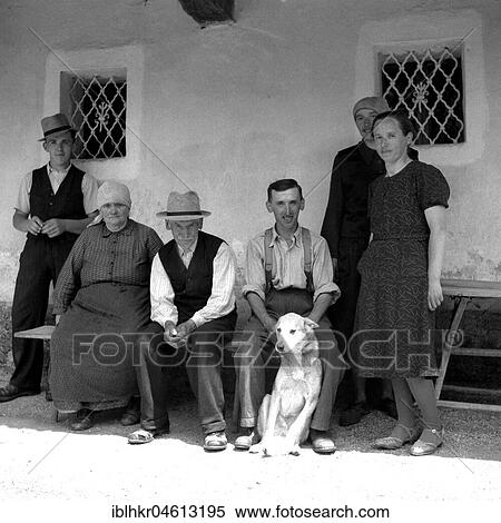 Stock Photography - Farming family, c. 1945 to 1955, region of Freiburg, Germany, Europe. Fotosearch