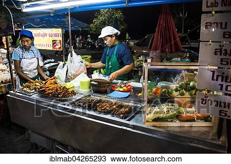 Food stand, food for sale at a night market, Na Thon, Koh Samui, Thailand, Asia View Large Photo Image Stock Image - Food stand, food for sale at a night market, Na Thon, Koh Samui, Thailand, Asia. Fotosearch