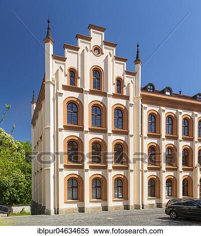 Stock Photography - Former Preuskerschool, Technical Town Hall, Löbau, Saxony, Germany, Europe. Fotosearch