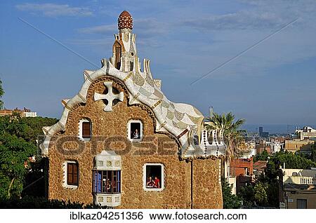 Gable of the Fairytale House, Park Guell, Barcelona, Catalonia, Spain, Europe View Large Photo Image Stock Photograph - Gable of the Fairytale House, Park Guell, Barcelona, Catalonia, Spain, Europe. Fotosearch