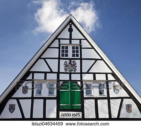 Gable, traditional half-timbered house in Burg, Solingen, Bergisches Land, North Rhine-Westphalia, Germany, Europe View Large Photo Image Stock Photo - Gable, traditional half-timbered house in Burg, Solingen, Bergisches Land, North Rhine-Westphalia, Germany, Europe. Fotosearch