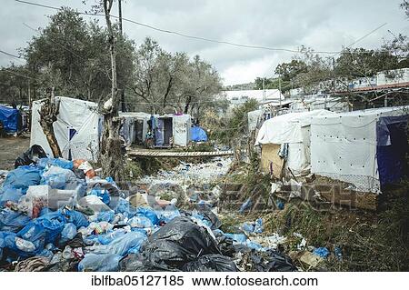 Garbage, Camp Moria, Lesbos, Greece, Europe View Large Photo Image Stock Photography - Garbage, Camp Moria, Lesbos, Greece, Europe. Fotosearch