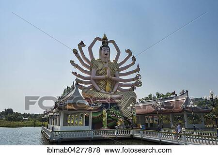 Stock Photo - Goddess AvalokiteÅ›vara, Wat Plai Laem, Wat Laem Suwannaram Temple, Ban Bo Phut, Ko Samui, Thailand, Asia. Fotosearch