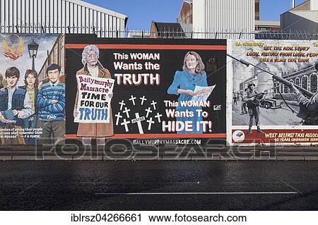 Stock Image - Grafitti, mural in West Belfast, Northern Ireland. Fotosearch