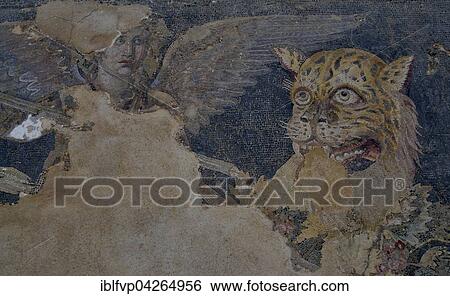 Greek god Dionysus with a leopard, floor mosaic from the House of Dionysus, Archaeological Museum, Delos, UNESCO World Heritage Site, Cyclades, Greece, Europe View Large Photo Image Stock Photograph - Greek god Dionysus with a leopard, floor mosaic from the House of Dionysus, Archaeological Museum, Delos, UNESCO World Heritage Site, Cyclades, Greece, Europe. Fotosearch
