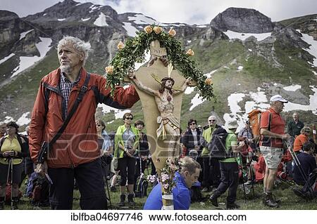 Stock Photograph - Grossglockner pilgrimage, Rauris, Austria, Europe. Fotosearch