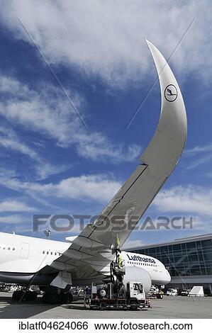 Handling, Refuelling, Lufthansa Airbus A350-900, Munich Airport, Upper Bavaria, Germany, Europe View Large Photo Image Stock Photograph - Handling, Refuelling, Lufthansa Airbus A350-900, Munich Airport, Upper Bavaria, Germany, Europe. Fotosearch