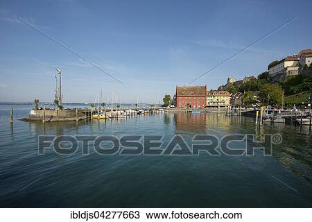 Stock Image - Harbor, Meersburg, Lake Constance, Baden-Wurttemberg, Germany, Europe. Fotosearch