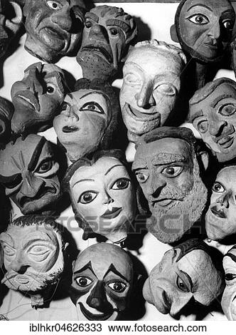 Stock Image - Heads of dolls, ca. 1955, Berlin, Germany, Europe. Fotosearch