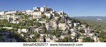 Stock Photo - Historic centre with Renaissance castle, Gordes, Provence, Provence-Alpes-Cote d'Azur, Southern France, France, Europe. Fotosearch
