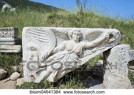 Historic relief sculpture of Nike, goddess of victory, Ephesus, Turkey, Asia View Large Photo Image Picture - Historic relief sculpture of Nike, goddess of victory, Ephesus, Turkey, Asia. Fotosearch