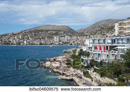Holiday resort, Saranda, Ionian Sea, Albania, Europe View Large Photo Image Stock Photography - Holiday resort, Saranda, Ionian Sea, Albania, Europe. Fotosearch