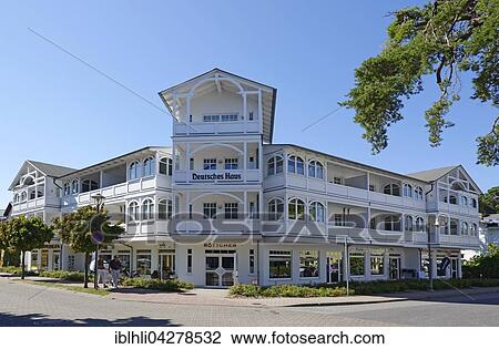 Hotel Deutsches Haus, spa architecture, Binz, Rugen, Mecklenburg-Western Pomerania, Germany, Europe View Large Photo Image Stock Image - Hotel Deutsches Haus, spa architecture, Binz, Rugen, Mecklenburg-Western Pomerania, Germany, Europe. Fotosearch
