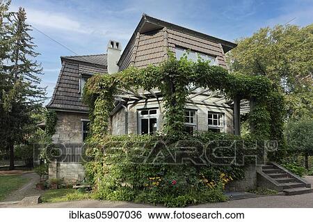 Stock Photograph - House Hohe Pappeln, garden view, former residence of Henry van de Velde, Weimar, Thuringia, Germany, Europe. Fotosearch
