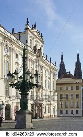 Hradcany Square, Lobkowicz Palace or the Archbishop's Palace, Prague, Czech Republic, Europe View Large Photo Image Stock Photo - Hradcany Square, Lobkowicz Palace or the Archbishop's Palace, Prague, Czech Republic, Europe. Fotosearch