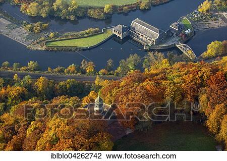 Stock Image - Hydroelectric power station Witten in der Ruhr, Berger monument in the recreation area Hohenstein, Witten, Ruhr district, North Rhine-Westphalia, Germany, Europe. Fotosearch