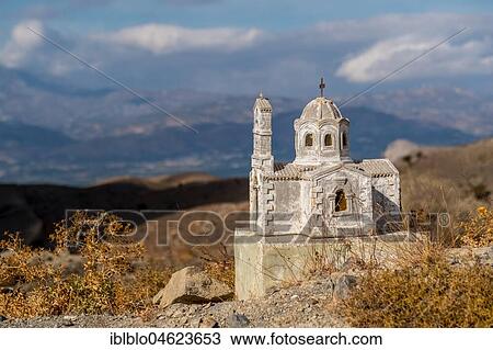 Ikonostassia, chapel at the roadside, miniature chapel, highlands in the interior of Crete, wide valley near Agia Galini, Crete, Greece, Europe View Large Photo Image Stock Image - Ikonostassia, chapel at the roadside, miniature chapel, highlands in the interior of Crete, wide valley near Agia Galini, Crete, Greece, Europe. Fotosearch