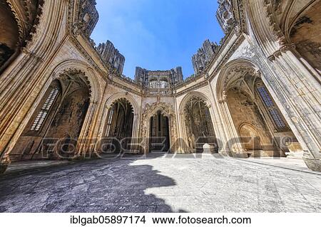 Picture - Imperfect or Unfinished Chapels, View from below, Dominican Monastery of Batalha or Saint Mary of the Victory Monastery, Batalha, Leiria district, Portugal, Europe. Fotosearch
