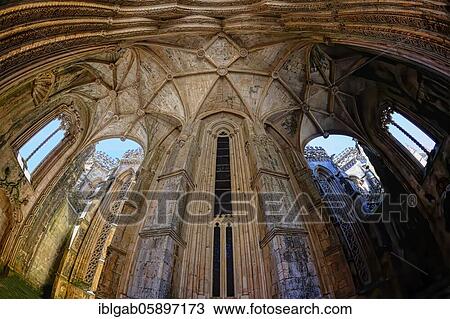Imperfect or Unfinished Chapels, View from below, Dominican Monastery of Batalha or Saint Mary of the Victory Monastery, Batalha, Leiria district, Portugal, Europe View Large Photo Image Stock Image - Imperfect or Unfinished Chapels, View from below, Dominican Monastery of Batalha or Saint Mary of the Victory Monastery, Batalha, Leiria district, Portugal, Europe. Fotosearch