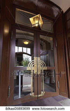Stock Photo - Interior entrance door to the Nietzsche Archive, designed by Henry van de Velde, Villa Silberblick, Weimar, Thuringia, Germany, Europe. Fotosearch
