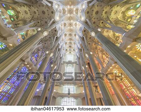 Interior view of the Sagrada Familia by Antoni Gaudi, Barcelona, Catalonia, Spain, Europe View Large Photo Image Stock Image - Interior view of the Sagrada Familia by Antoni Gaudi, Barcelona, Catalonia, Spain, Europe. Fotosearch