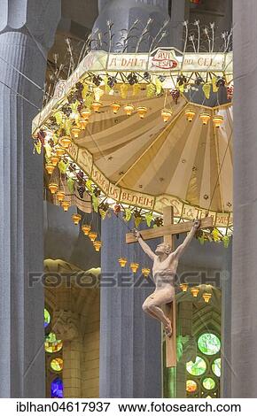 Stock Photo - Interior view of the Sagrada Familia by Antoni Gaudi, Barcelona, Catalonia, Spain, Europe. Fotosearch