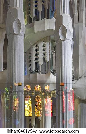 Stock Photo - Interior view of the Sagrada Familia by Antoni Gaudi, Barcelona, Catalonia, Spain, Europe. Fotosearch