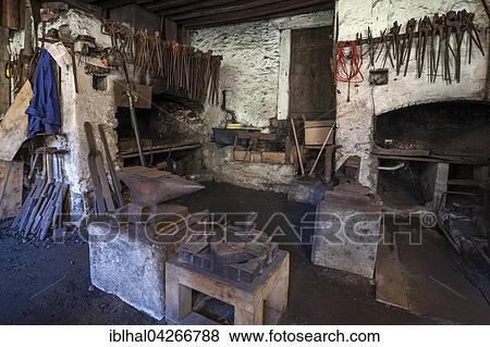 Interior, workshop, old hammer mill at the Ostrach, Obere Hammerschmiede, Bad Oberdorf in Bad Hindelang, Allgau, Bavaria, Germany, Europe View Large Photo Image Stock Photo - Interior, workshop, old hammer mill at the Ostrach, Obere Hammerschmiede, Bad Oberdorf in Bad Hindelang, Allgau, Bavaria, Germany, Europe. Fotosearch