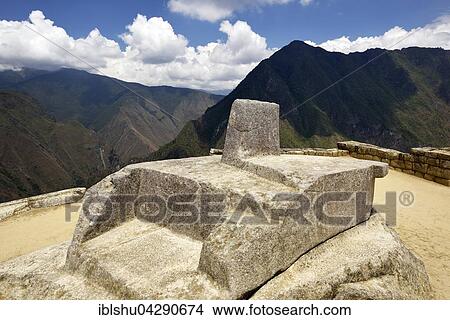 Intihuatana, sundial, ruins, Inca city of Machu Picchu, UNESCO World Heritage Site, Urubamba, Cusco Province, Peru, South America View Large Photo Image Picture - Intihuatana, sundial, ruins, Inca city of Machu Picchu, UNESCO World Heritage Site, Urubamba, Cusco Province, Peru, South America. Fotosearch