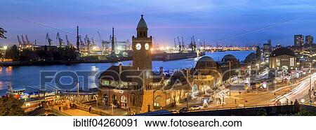 Jetties at dusk, Hamburg, Germany, Europe View Large Photo Image Stock Image - Jetties at dusk, Hamburg, Germany, Europe. Fotosearch