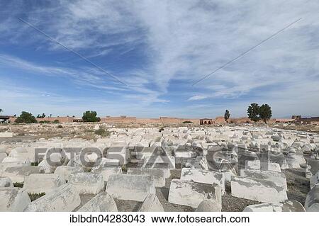 Stock Image - Jewish cemetery in the Mellah, the jewish quarter, Marrakech, Morocco, Africa. Fotosearch