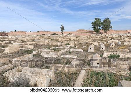 Stock Photography - Jewish cemetery in the Mellah, the jewish quarter, Marrakech, Morocco, Africa. Fotosearch