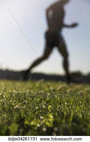 Jogger running in grass, dewdrops, Germany, Europe View Large Photo Image Stock Image - Jogger running in grass, dewdrops, Germany, Europe. Fotosearch
