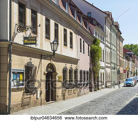 Stock Photograph - Johannisstraße and municipal museum, Löbau, Saxony, Germany, Europe. Fotosearch