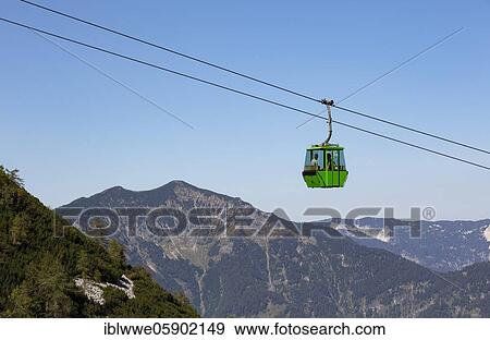 Stock Photo - Katrin cable car with view to Leonsberg, Bad Ischl, Salzkammergut, Upper Austria, Austria, Europe. Fotosearch