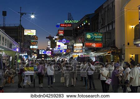 Khao San Road, also Khaosan Road, at night, Bangkok, Thailand, Asia View Large Photo Image Stock Image - Khao San Road, also Khaosan Road, at night, Bangkok, Thailand, Asia. Fotosearch