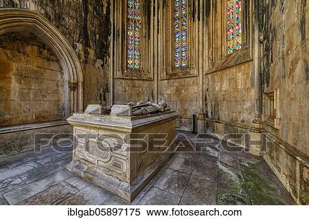 Stock Photography - King Duarte and Queen Leonor de Aragon Grave, Imperfect or Unfinished Chapels, Dominican Monastery of Batalha or Saint Mary of the Victory Monastery, Batalha, Leiria district, Portugal, Europe. Fotosearch