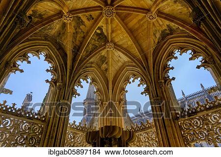 King Joao I Cloister, Fountain, Dominican Monastery of Batalha or Saint Mary of the Victory Monastery, Batalha, Leiria district, Portugal, Europe View Large Photo Image Picture - King Joao I Cloister, Fountain, Dominican Monastery of Batalha or Saint Mary of the Victory Monastery, Batalha, Leiria district, Portugal, Europe. Fotosearch
